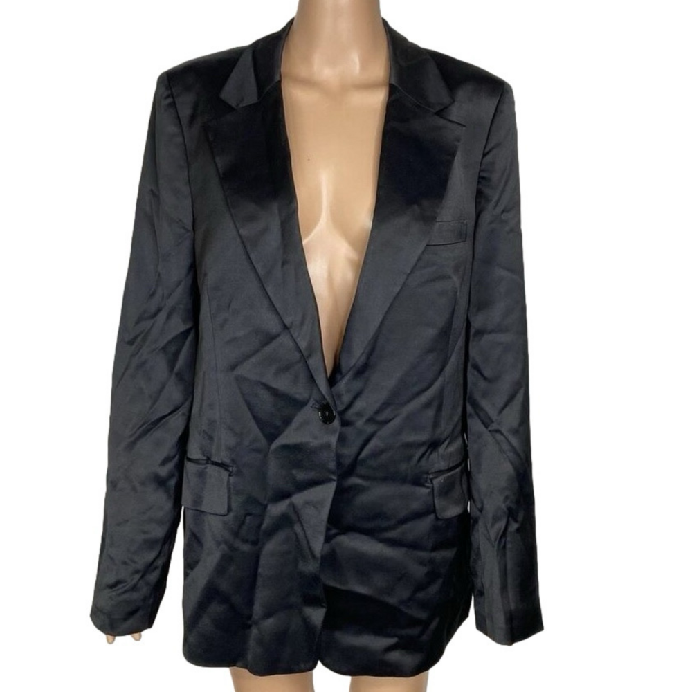 NEW BANANA REPUBLIC  Women's Satin Single-Breasted Suit Jacket Size 12T Black